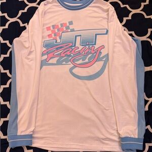 Men's Long Sleeve Tee - White and Blue